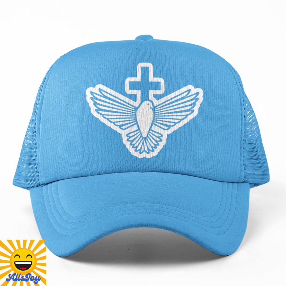 ANOINTED BY THE HOLY SPIRIT Foam Trucker Hat Snapback Cap Light Blue